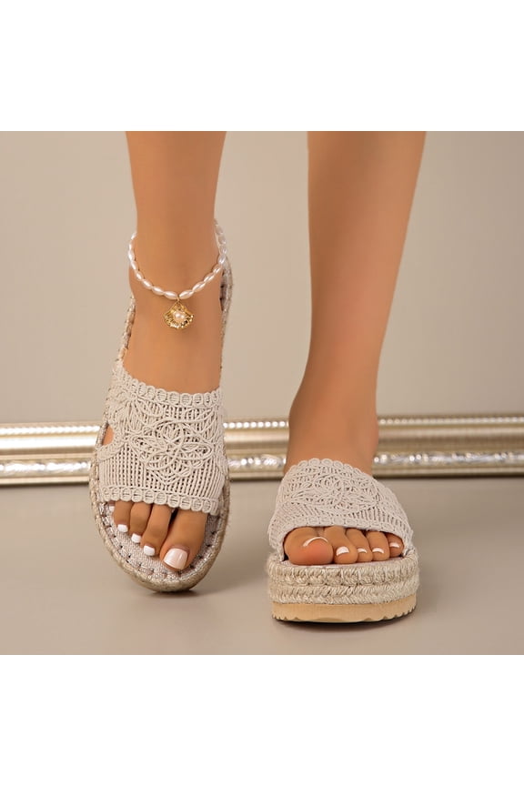 Womens Platform Casual Sandals Hollow Out Closed Toe Slide Sandals Women's Platform Sandals Slip On Open Round Toe Flatform Sandals Adjustable Straps Vacation Beach Slide Sandals