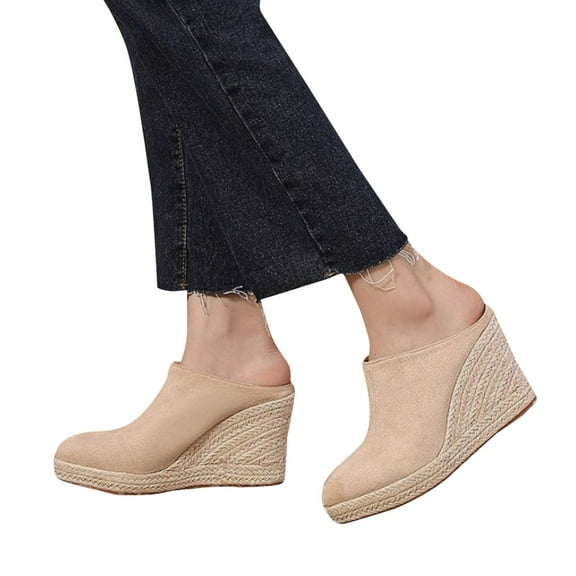 Womens Platform Clogs Espadrilles Wedge Shoes Closed Toe Sandals Comfortable Slip On Sandals