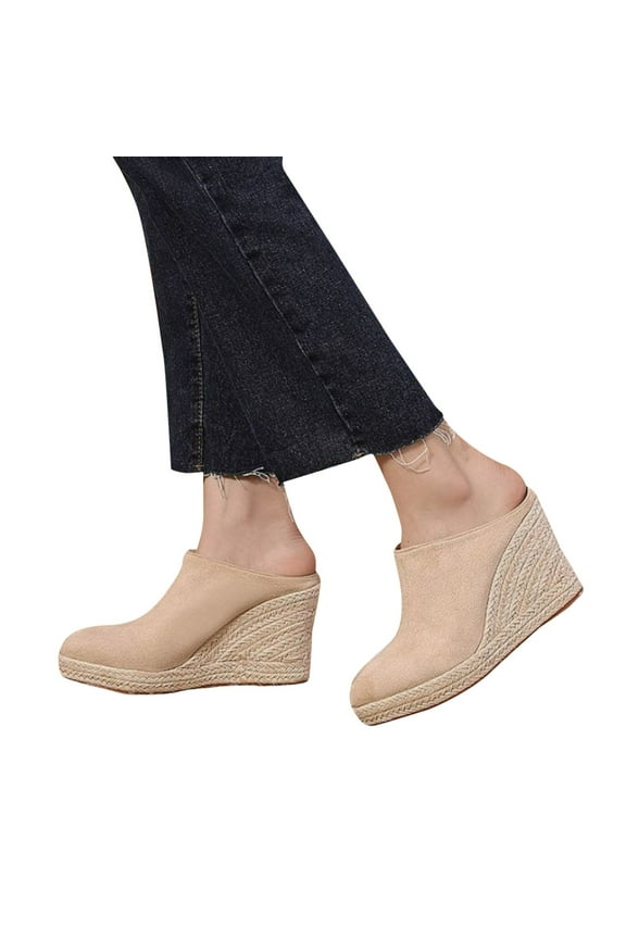 Womens Platform Clogs Espadrilles Wedge Shoes Closed Toe Sandals Comfortable Slip On Sandals