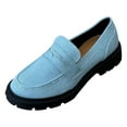 thumbnail image 1 of Womens Platform Denim Loafers Casual Business Chunky Dress Shoes Lightweight Slip On Sneakers, 1 of 4