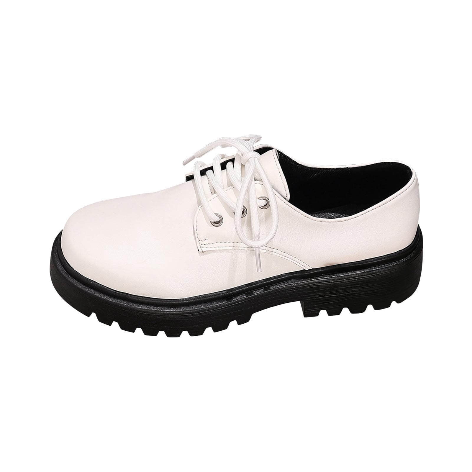 Leather Platform Derby Sneakers with Memory Foam Insole Matte Black Derby Platform Shoes | Atorie main image 3