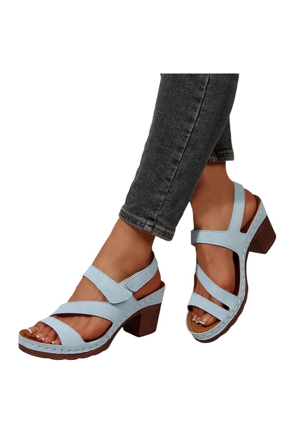 Womens Platform Dressy Sandals Fashion Leather Pearl Arch Support Chunky High Heels Orthopedic Sandals