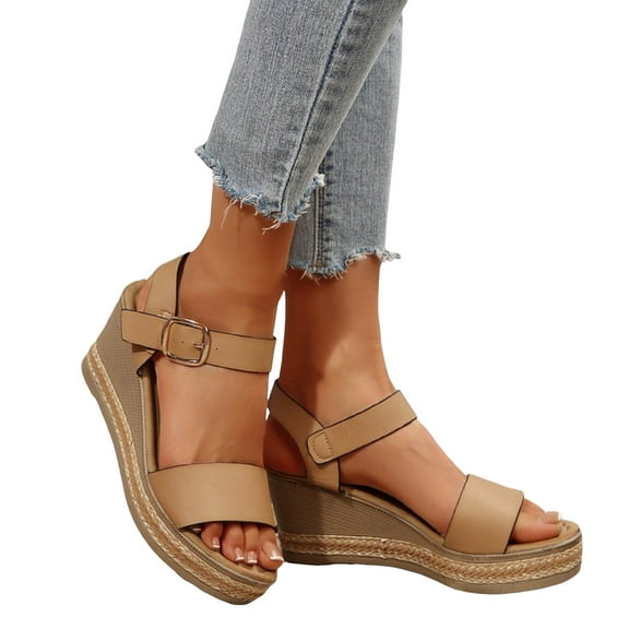 Womens Platform Espadrilles Wedges Dress Sandals 2025 Summer Trendy Leather Chunky High Heels Shoes Laides