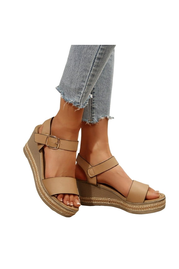 Womens Platform Espadrilles Wedges Dress Sandals 2025 Summer Trendy Leather Chunky High Heels Shoes Laides