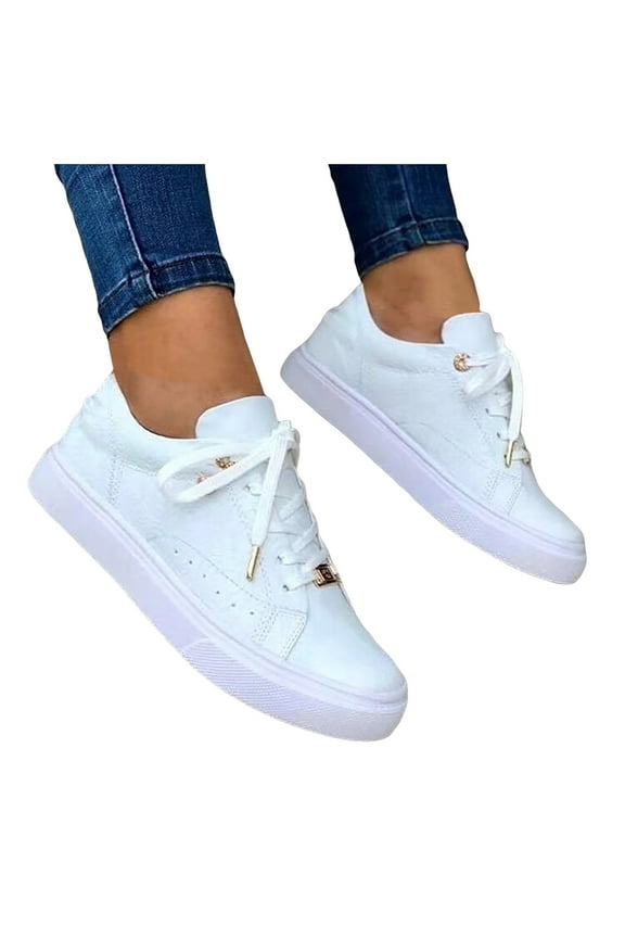 Womens Platform Fashion Sneakers Walking Tennis Shoes Casual Lace up Low Top Flats Canvas Shoes 2025