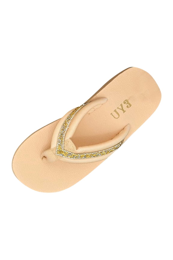 Womens Platform Flip Flops Sparkly Rhinestone Boho High Platform Sandals Summer Beach Oceanside Flip Flops Beige Women Sandal