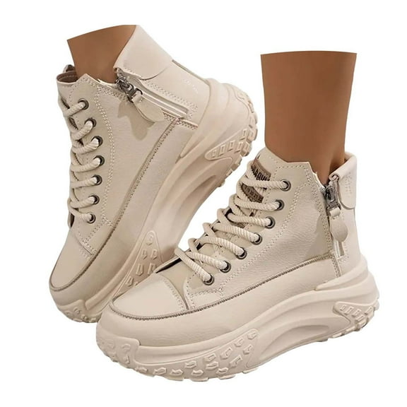 Womens Platform High Top Canvas Shoes Thick Sole Non Slip Casual Dress Shoes Comfortable Lace Up Sneakers