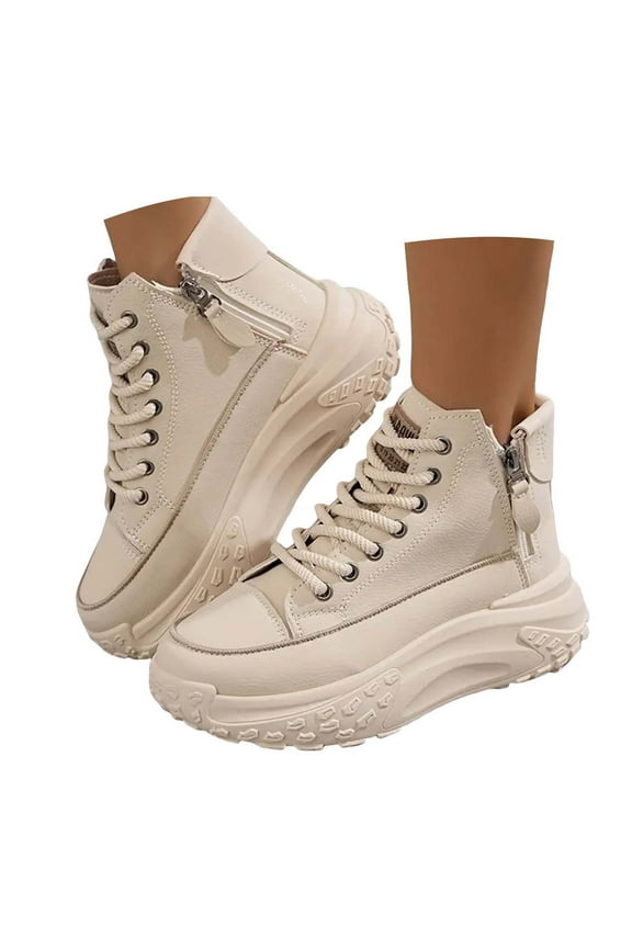 Womens Platform High Top Canvas Shoes Thick Sole Non Slip Casual Dress Shoes Comfortable Lace Up Sneakers