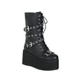 thumbnail image 1 of Womens Platform Knee High Gothic Boots Wide Calf Ladies Goth Punk Shoes Faux Leather Boots Wedge Heel Lolita Shoes Calf Boots Motorcycle Combat Buckle Boots Sale Clearance US Size 4 5 6 7 8 9, 1 of 7
