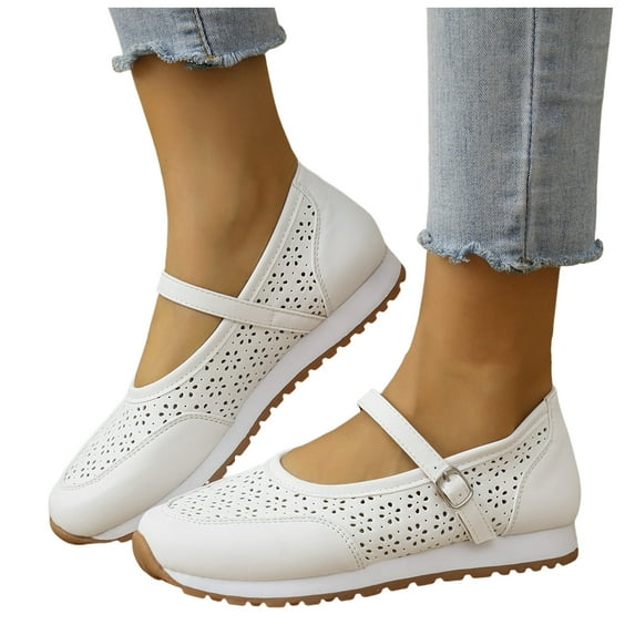 Womens Platform Mary Jane Ballet Flats Fashion Breathable Hollow out Slip on Walking Shoes Casual Dress Shoes