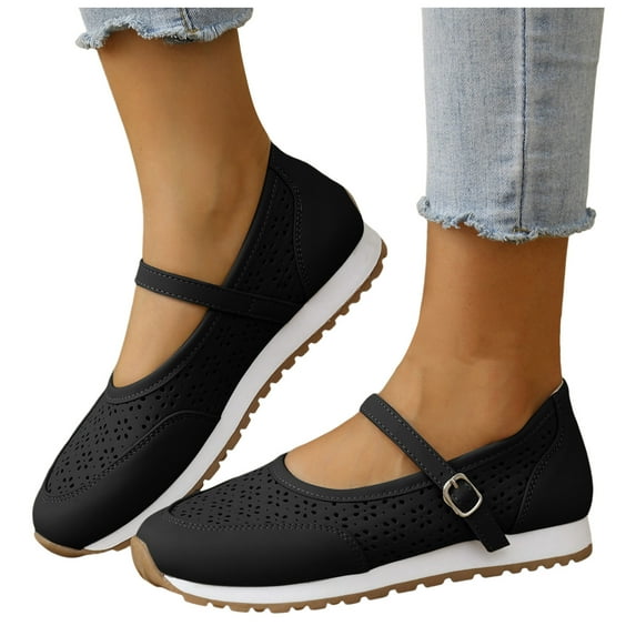Womens Platform Mary Jane Ballet Flats Fashion Breathable Hollow out Slip on Walking Shoes Casual Dress Shoes