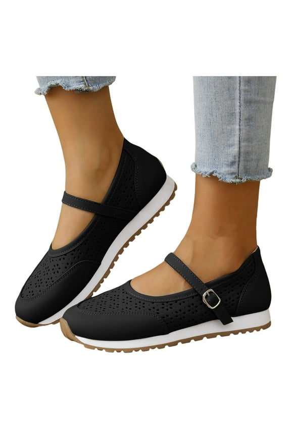 Womens Platform Mary Jane Ballet Flats Fashion Breathable Hollow out Slip on Walking Shoes Casual Dress Shoes