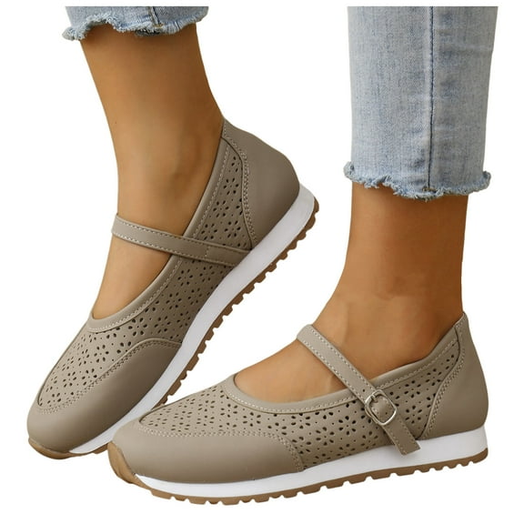Womens Platform Mary Jane Ballet Flats Fashion Breathable Hollow out Slip on Walking Shoes Casual Dress Shoes