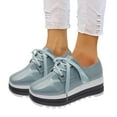 thumbnail image 1 of Womens Platform Oxfords Fashion Sneakers 2025 Leather Lace up Chunky Wedge High Heels Casual Walking Shoes, 1 of 7