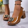 thumbnail image 1 of Womens Platform Sandals Block Heel Comfortable Walking Shoes Ankle Strap Open Toe Brown,Size 37, 1 of 9