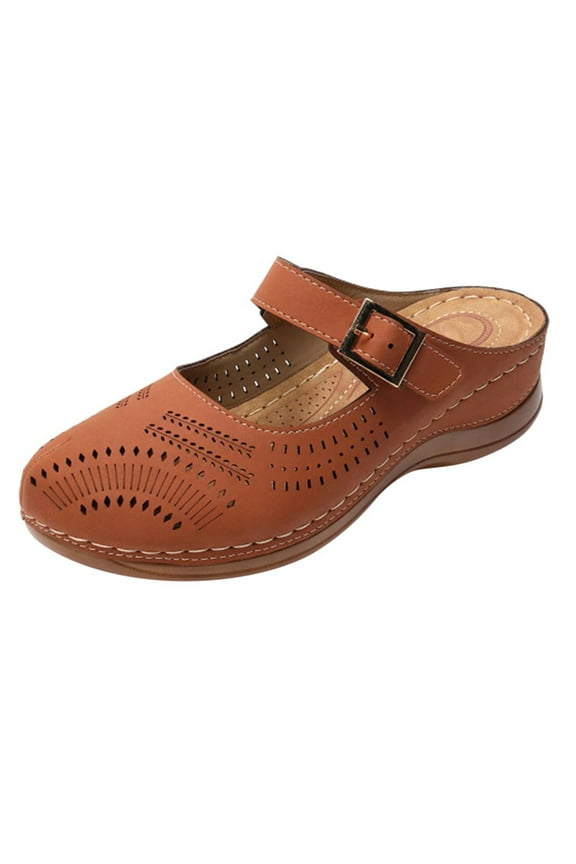 Womens Platform Sandals Causal Closed Toe Slip On Mules Shoes Comfortable Summer Slide Sandals