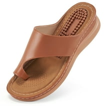 AdBFJAF Sandals Women Comfortable Dressy Wedge Summer Thick Soled Round ...