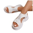 thumbnail image 1 of Womens Platform Sandals Cutout Knitted Mesh Slip on Walking Shoes Summer Comfy Breathable Beach Dress Shoes White Size 7, 1 of 6