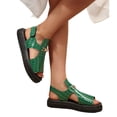 thumbnail image 1 of Womens Platform Sandals Fashion Pattern Leather Open Toe Cutout Summer Dress Shoes Comfortable Footbed Walking Shoes Green Size 6, 1 of 7