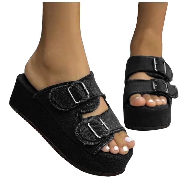 Womens Platform Slides Sandals 2025 Fashion Casual Camo Denim 