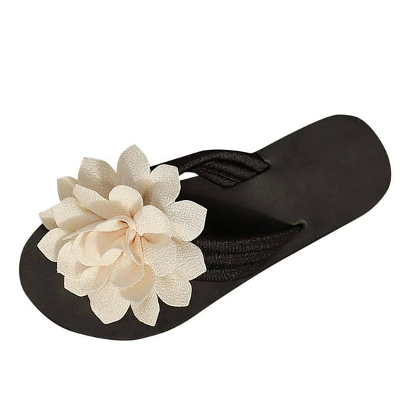 Womens Platform Slip on Slide Sandals Flowers Open Toe Comfortable Lightweight Summer Beach Thong Slippers Sandals for Women Dressy Flower Flip Flops Cushioned Non-Slip Flip For Pool Swimming Beach