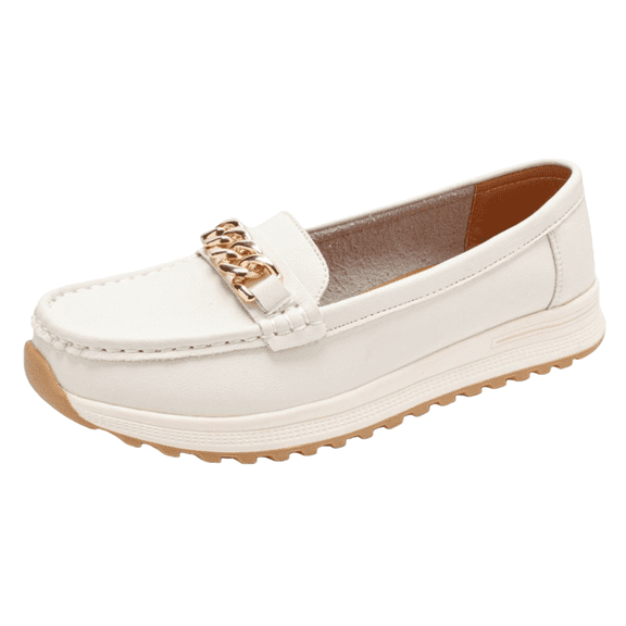 Womens Platform Slip on Penny Loafers Fall Leather Non Slip Nurse Work Shoes Casual Walking Driving Flats