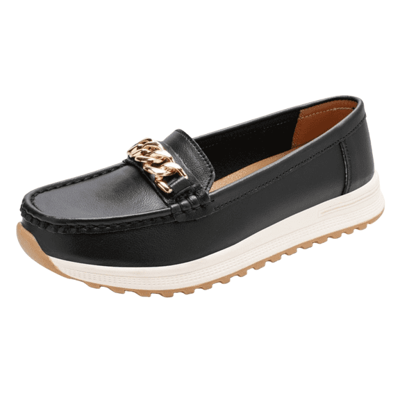 Womens Platform Slip on Penny Loafers Fall Leather Non Slip Nurse Work Shoes Casual Walking Driving Flats