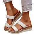 thumbnail image 1 of Womens Platform Slip on Sandals Fashion Summer Braided Leather Wedge High Heel Dress Slippers for Ladies 2025, 1 of 6