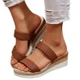 thumbnail image 1 of Womens Platform Slip on Sandals Fashion Summer Braided Leather Wedge High Heel Dress Slippers for Ladies 2025, 1 of 5