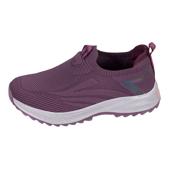 Womens Platform Sneakers Breathable Slip on Walking Shoes Nonslip Low Top Tennis Shoes Comfortable Arch Support Nursing Shoes Wine Size 8