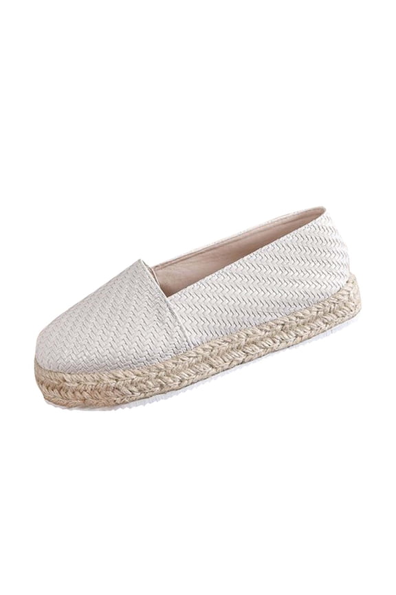 Womens Platform Sneakers Shoes Slip on Loafers Comfy Breathable Lightweight Dressy Canvas Shoes Summer Casual Indoor Outdoor Footwear White Women Sandal