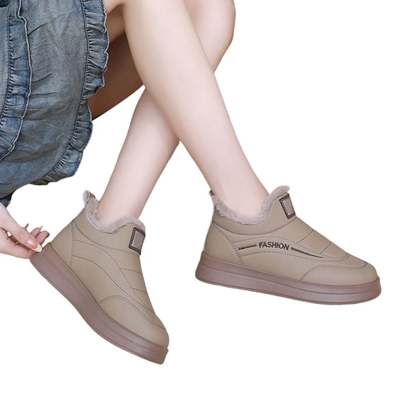 Womens Platform Snow Boots Comfort Soft Sole Slip on Thicken Quilted Fuzzy Fluffy Winter Ankle Booties