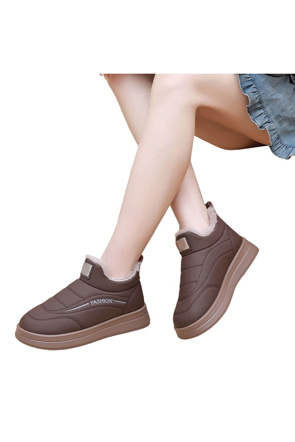 Womens Platform Snow Boots Comfort Soft Sole Slip on Thicken Quilted Fuzzy Fluffy Winter Ankle Booties
