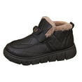 thumbnail image 1 of Womens Platform Snow Boots Fashion Quilted Thickened Warm Plush Lined Nonslip Winter Ankle Booties Slip on Loafers Black 8.5, 1 of 5
