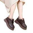 thumbnail image 1 of Womens Platform Snow Boots Low Top Waterproof Leather Lace up Furry Lined Round Toe Winter Booties Dress Shoes Coffee 9.5, 1 of 7