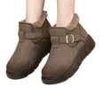 thumbnail image 1 of Womens Platform Snow Boots Thickened Warm Plush Lined Buckle Ankle Strap Nonslip Winter Ankle Booties Slip on Loafers Coffee 7, 1 of 6