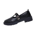 thumbnail image 1 of Womens Platform T-Strap Mary Jane Shoes with Chunky Sole Low Block Heel Adjustable Buckle Comfortable Everyday Black,Size 9, 1 of 9