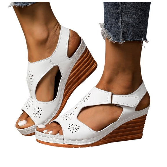 Womens Platform Wedge High Heels Dress Sandals Boho Summer Beach Peep Toe Chunky Heeled Dressy Sandals Ladies