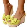 thumbnail image 1 of HEWUQI Women's Platform Wedge Sandals Open Toe Suede Bowknot Heels Non Slip Wedding Slides Mules for Summer Casual Vacation Light Green Size 8.5, 1 of 5