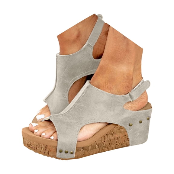 Womens Platform Wedge Sandals Featuring Corkys Cushioned Lightweight For All Day Wear Hook And Loop Closure