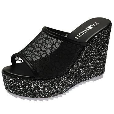 Womens Platform Wedge Sandals Peep Toe Comfortable Slip On Sandals Dressy High Heel Summer Sandal