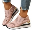 thumbnail image 1 of Womens Platform Wedge Slip on Walking Shoes Breathable Heart Hollow out Leather Fall Casual Loafers Sneakers, 1 of 6