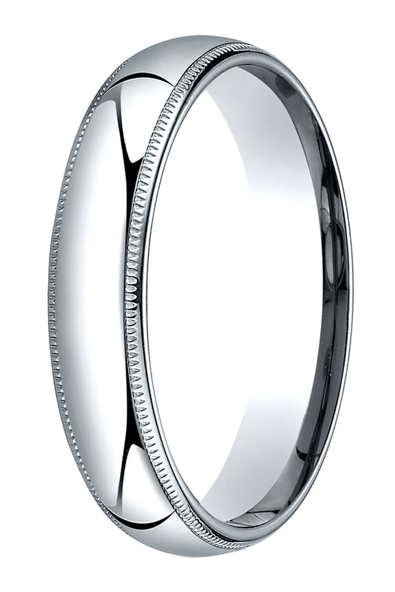 Womens Platinum, 5mm Slim Profile Comfort-Fit Wedding Band with Milgrain (sz 4)