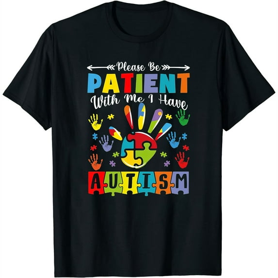 Womens Please Be Patient With Me I Have Autism Hand Puzzle Pieces Sweatshirt Black