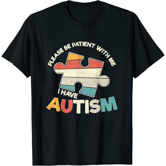 Womens Please Be Patient With Me Kids Puzzle Piece Autism Awareness T-Shirt Black Small