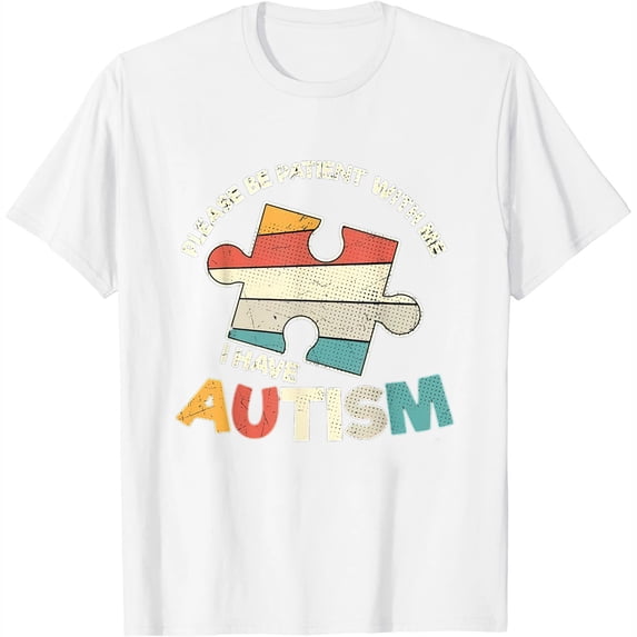 Womens Please Be Patient With Me Kids Puzzle Piece Autism Awareness T-Shirt White 3X-Large