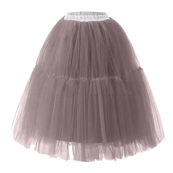 ZQUUVOU Womens Pleated Gauze Knee Length Skirt Adult Dancing Skirt Gray