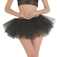 thumbnail image 1 of Womens Pleated Gauze Short Skirt Tutu Dancing Skirt black One Size, 1 of 5