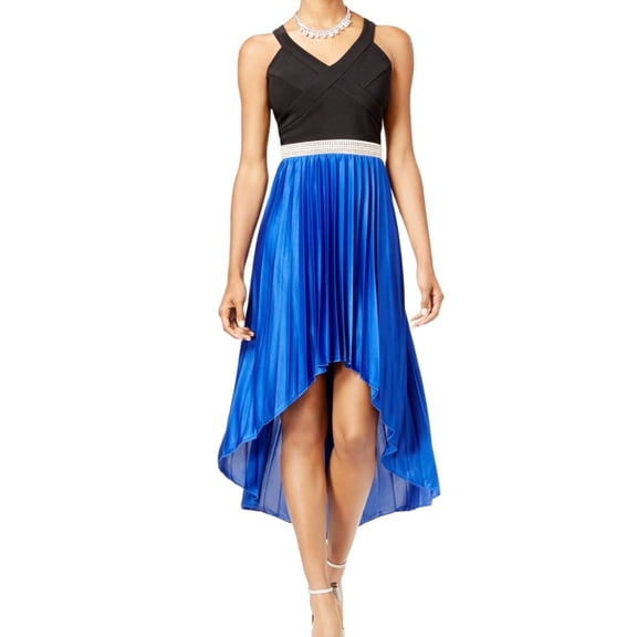 Womens Pleated Gown Dress blackroyal 7 - Juniors