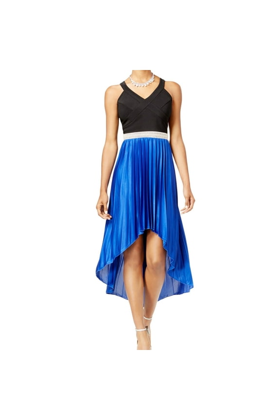 Womens Pleated Gown Dress blackroyal 7 - Juniors